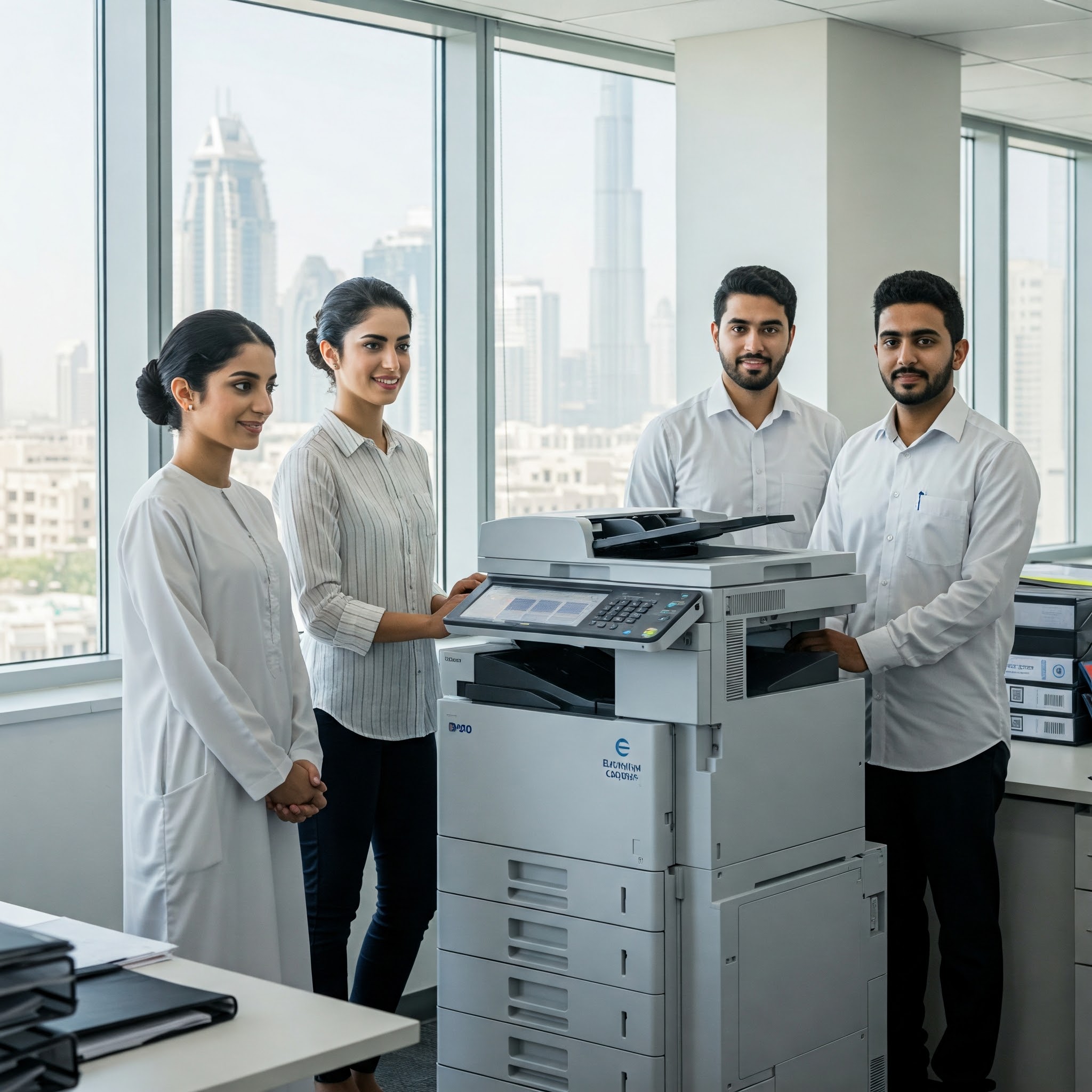 Office staff using a Euro Digital Copier printer rental in UAE